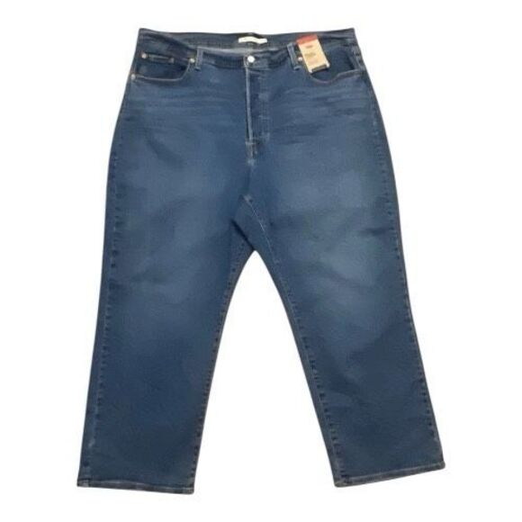 Levi’s Ribcage Women Plus Size 22W Blue Denim Straight Ankle Jeans Slim Hip - Picture 3 of 13